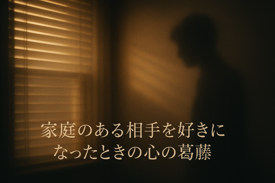 家庭のある相手を好きになったときの葛藤を象徴する静かな室内の抽象イメージ