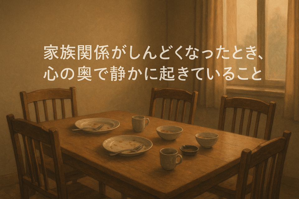 家族関係の中で生まれる距離感や言葉にできない感情を象徴する食卓