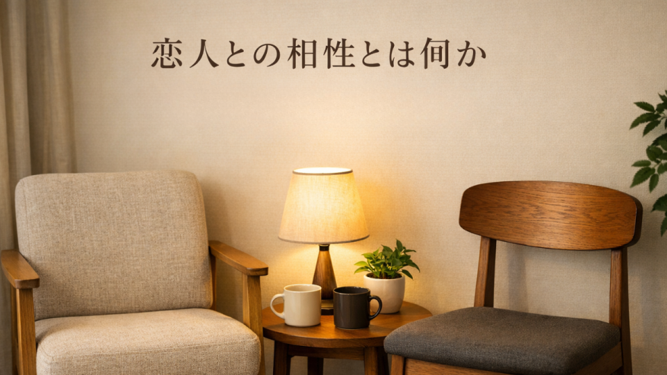 違いを持ちながら並ぶ二つの椅子で表現した恋人同士の相性イメージ