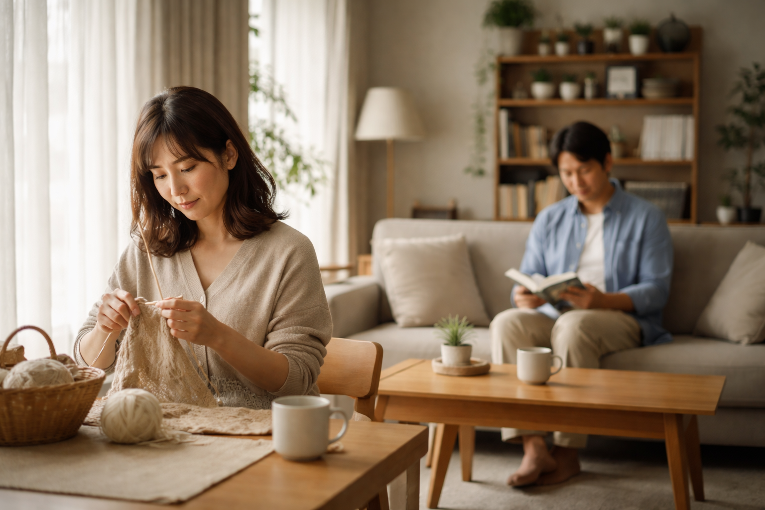 同じ空間で静かに過ごす日本人夫婦の日常
