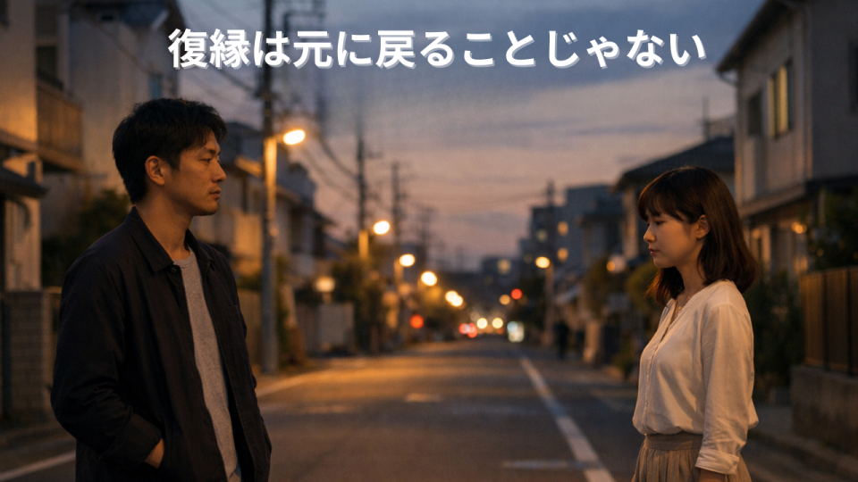 復縁に悩む日本人男女の心情を表したイメージ