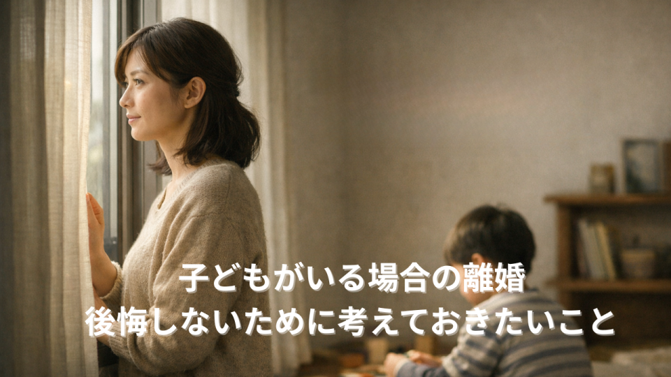 子どもの存在を考えながら離婚に悩む日本人の親のイメージ
