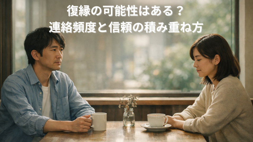 復縁を静かに考える日本人男女の落ち着いた雰囲気