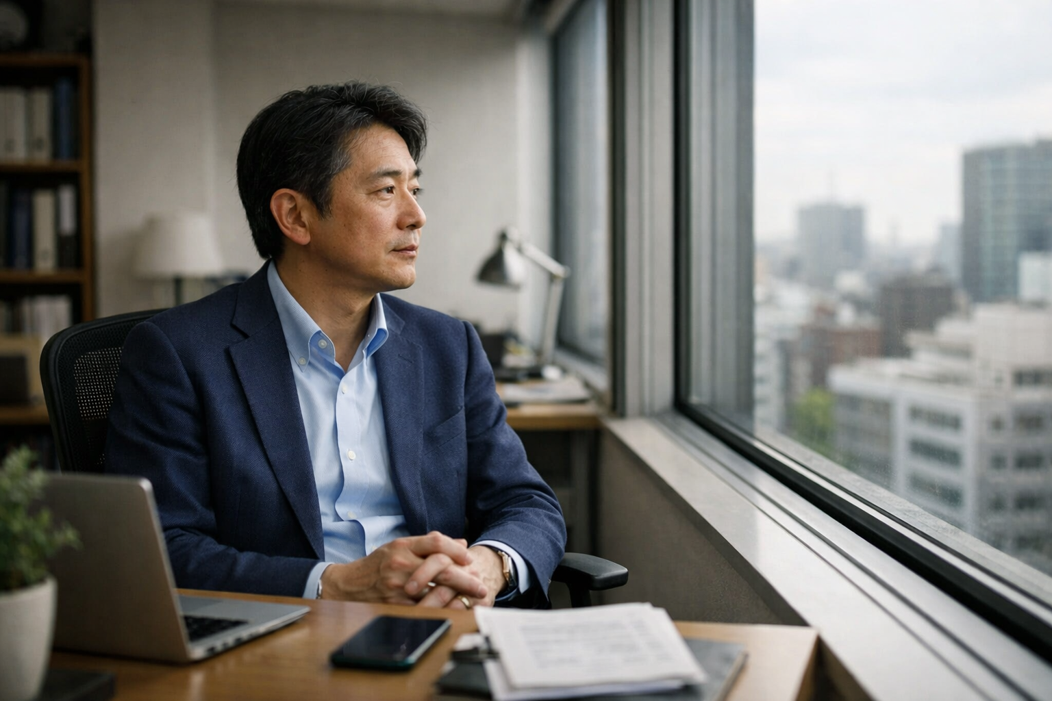 耐えるか続けるかを考えながら立ち止まる人物のイメージ