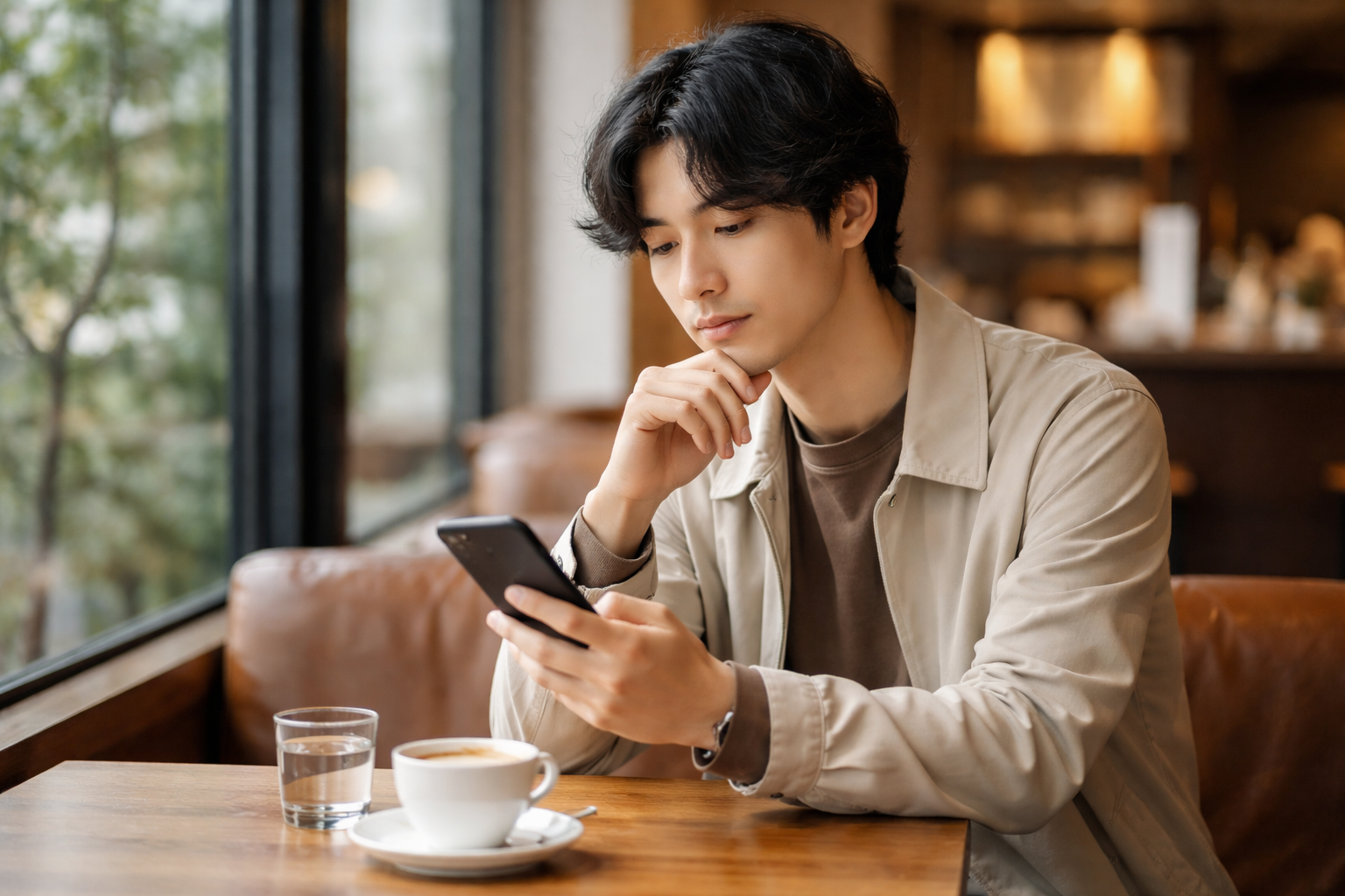 オンラインとオフラインの関係性について考える人物のイメージ