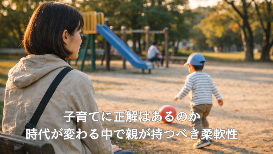 公園で子どもを見守る日本人の親