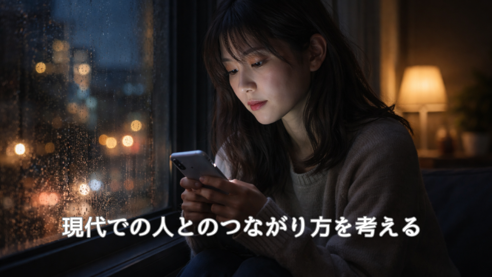 夜の部屋でスマートフォンを見つめる日本人の若者