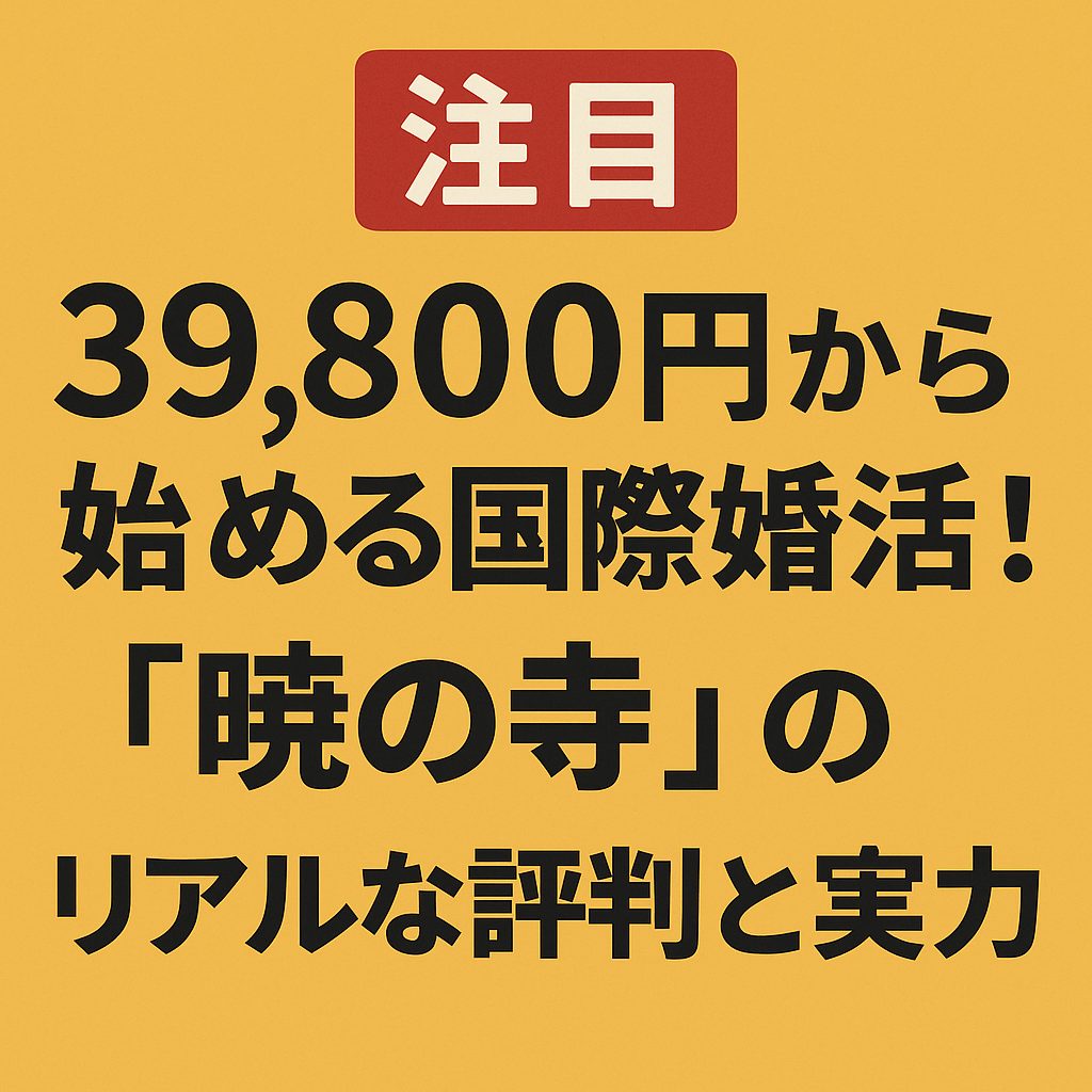 【注目】39,800円から始める国際婚活！「暁の寺」のリアルな評判と実力