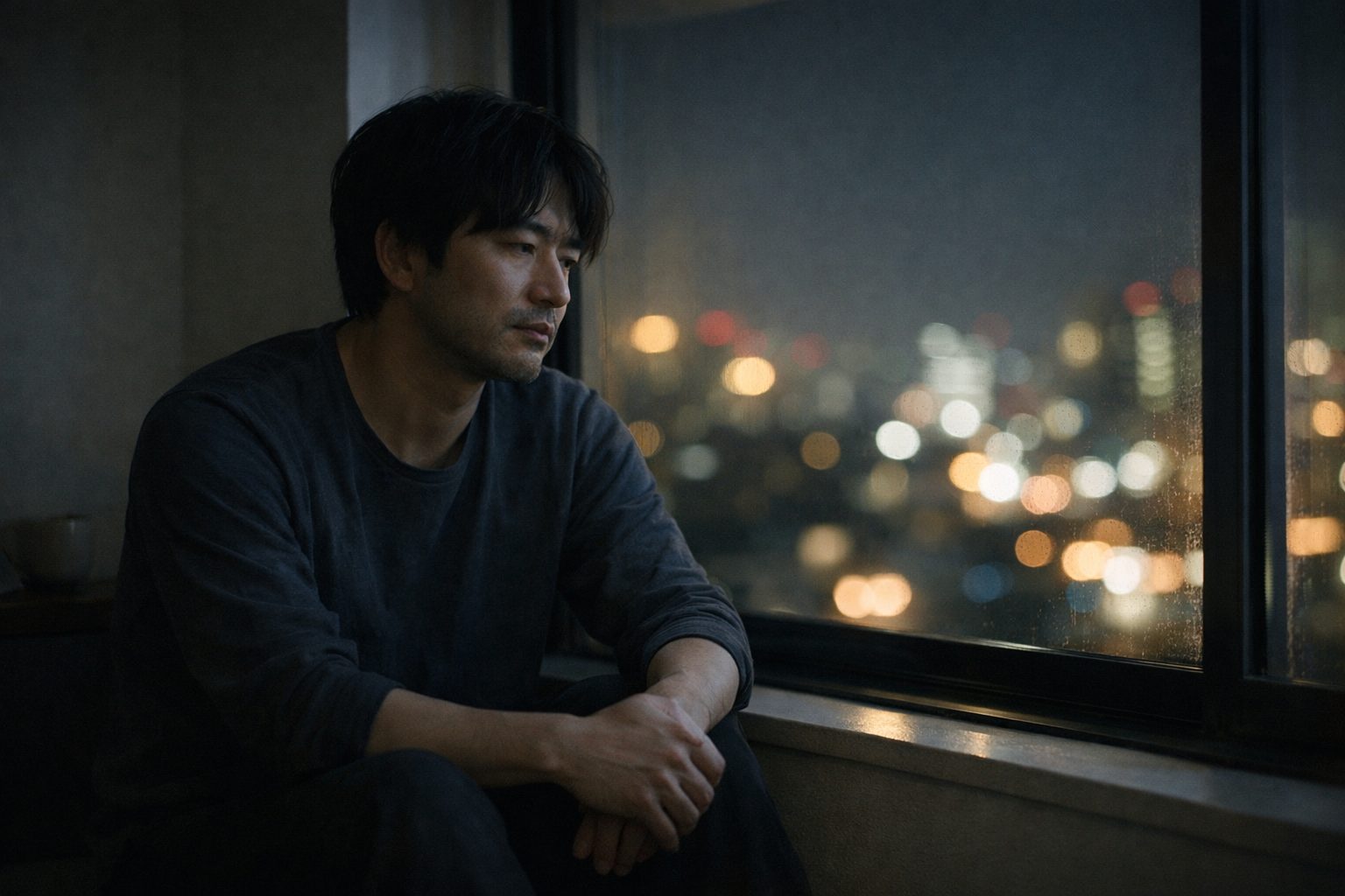 タイ人女性との結婚に不安を感じ夜に考え込む日本人男性