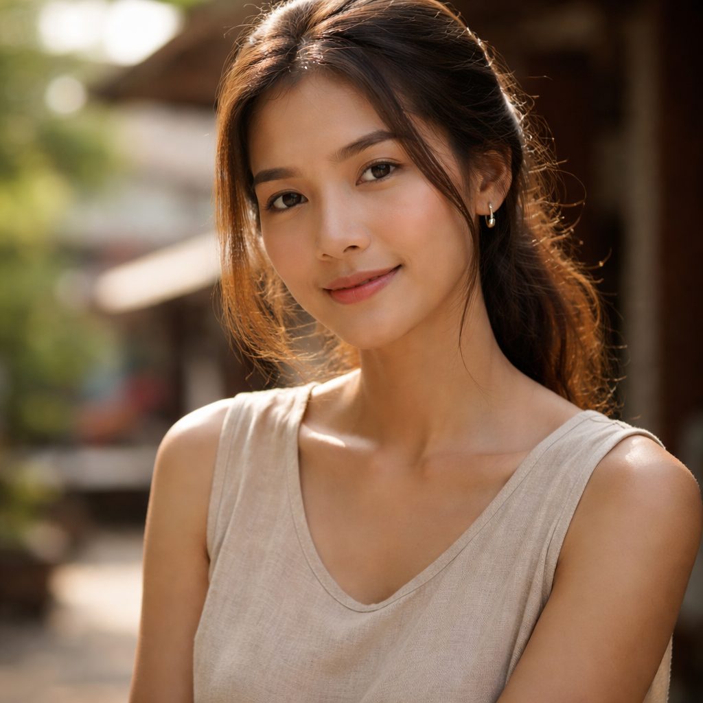 穏やかな表情で微笑むタイ人女性