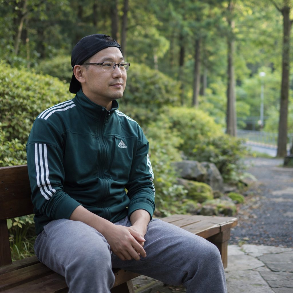 日常の中で穏やかに過ごす日本人男性の後ろ姿