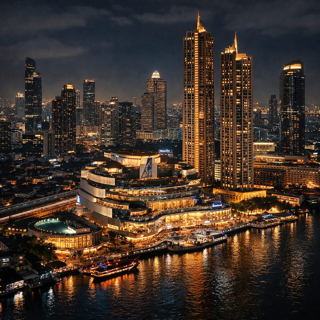バンコクの高層ビルと夜景