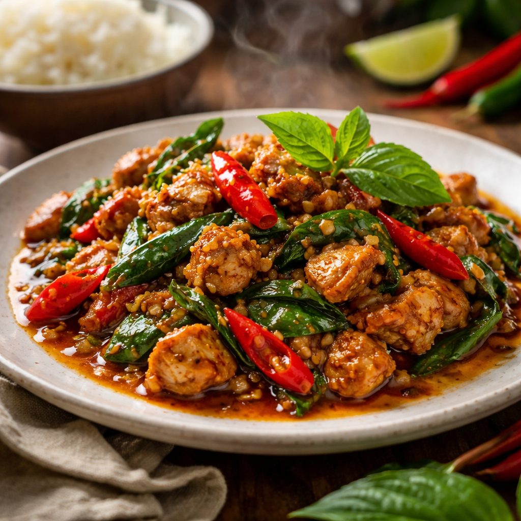 タイ料理を近くから写した温かみのある一皿