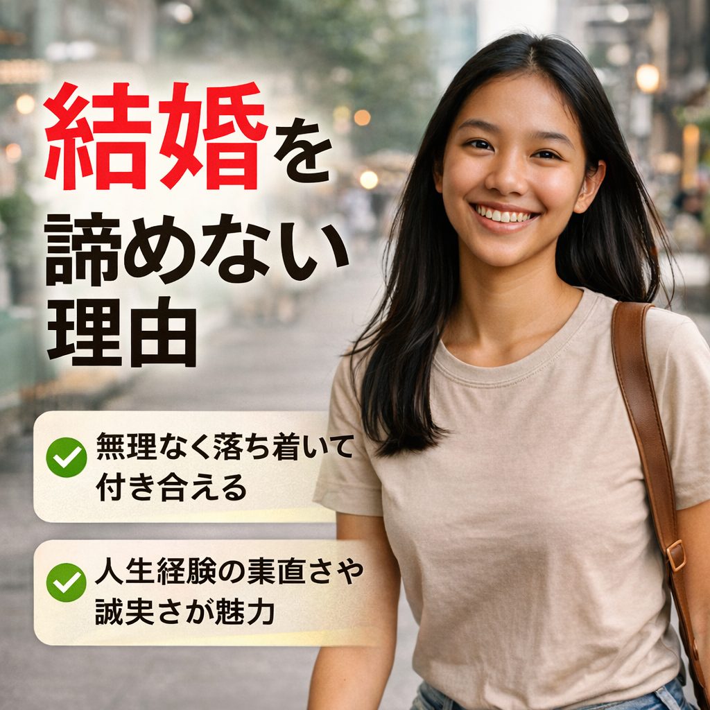 街中を歩くタイ女性と、50代・60代男性の結婚への希望を表現したアイキャッチ画像