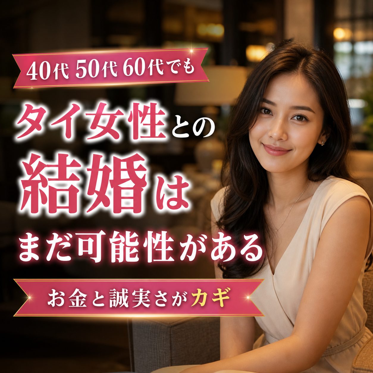 タイ女性との結婚に40代・50代・60代男性でも可能性があることを伝えるアイキャッチ画像
