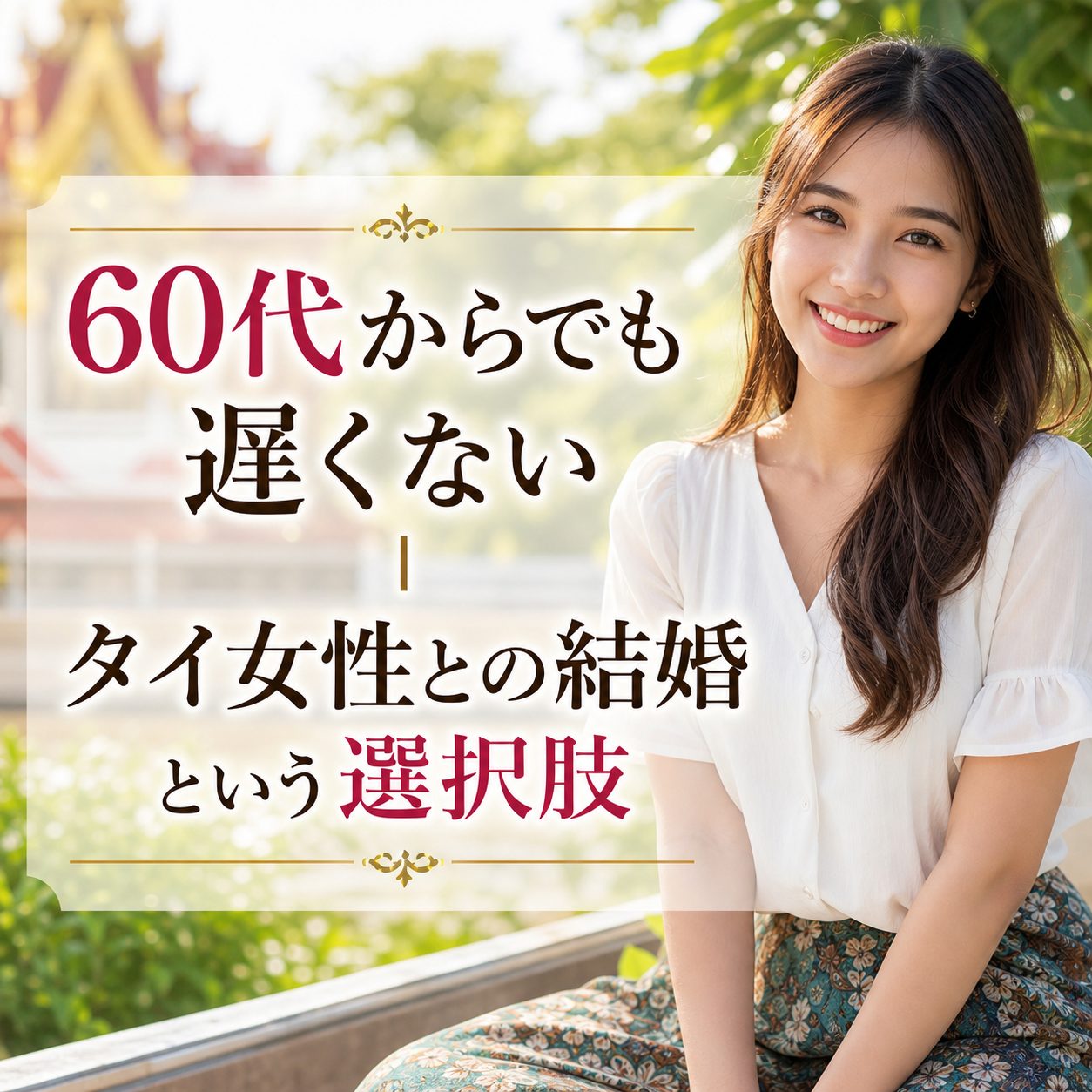60代からでも遅くない｜タイ女性との結婚という選択肢