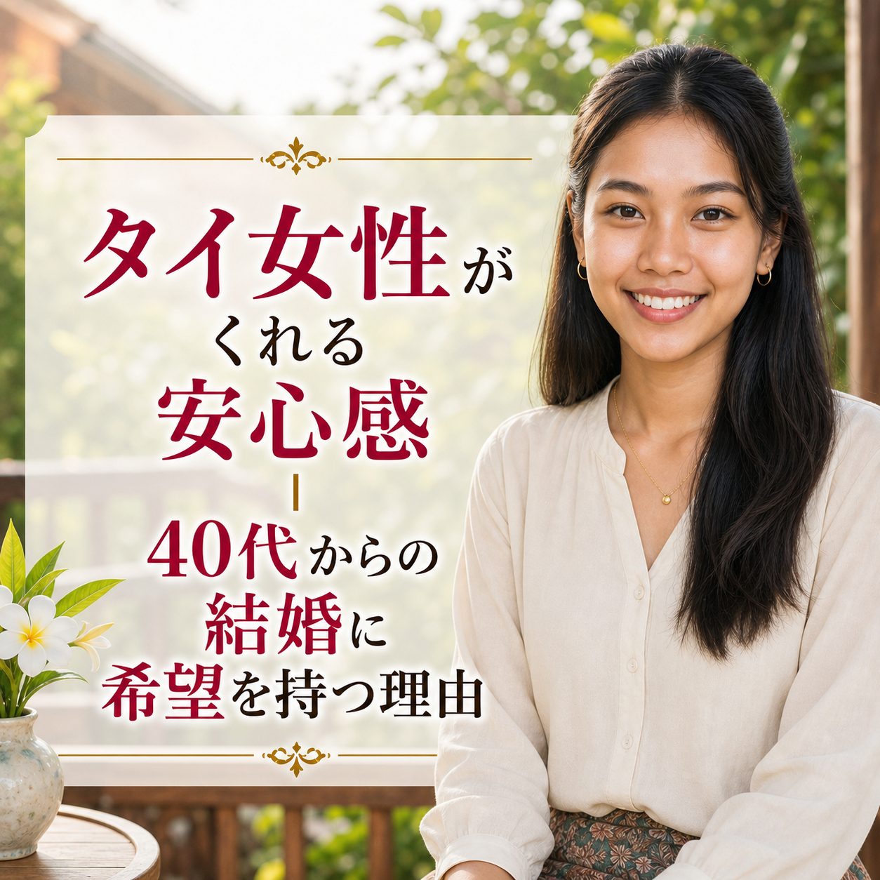 タイ女性がくれる安心感｜40代からの結婚に希望を持つ理由